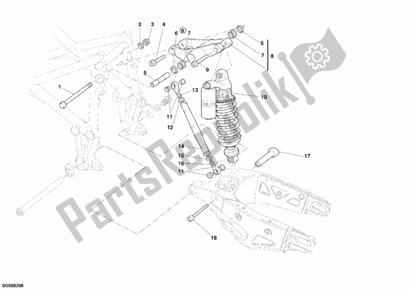 Alle onderdelen voor de Schokdemper Achter van de Ducati Superbike 999 S USA 2005